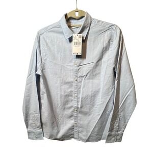 Mango Boys Shirt Oxford Button Down 13-14 Light Blue Long Sleeve School Uniform